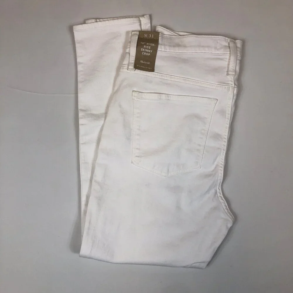 Madewell Womens 10" High-Rise Skinny Crop Jeans White Button Front Size 31 New - Picture 2 of 10